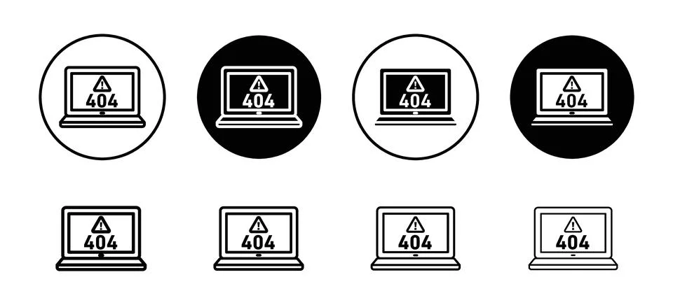 Error 404 page vector icon set collection. Error 404 page Outline flat Icon. Illustrazione stock