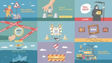 Error 404 page vector internet problem or web warning message webpage not found Stock Illustration