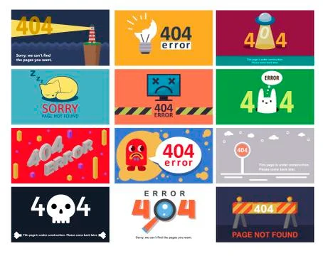 Error 404 page vector internet problem or web warning message webpage not found Stock Illustration