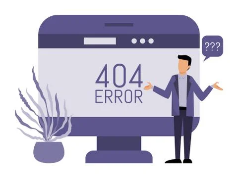 Error 404 pages site and man concept vector illustration. Man get an internet Stock-Illustration