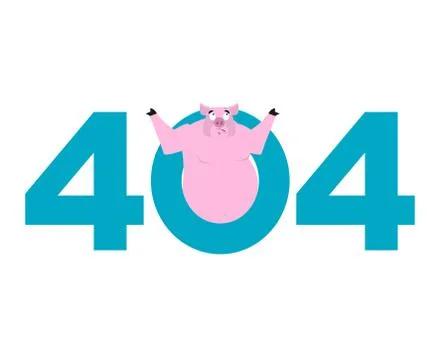 Error 404. pig surprise. Page not found template for web site. piggy does n.. Stock-Illustration