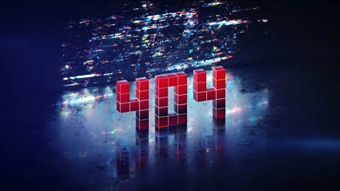 Error 404 pixel art seamless loop 3D render animation Stock Footage 136109996