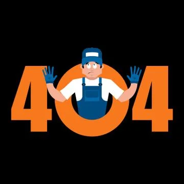 Error 404 Plumber surprise. Page not found template for web site. Fitter does Stock Illustration