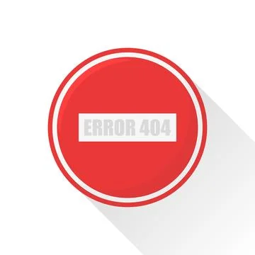 Error 404 road sign with shadow in flat Illustrazione stock