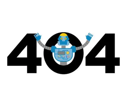 Error 404. robot surprise. Page not found template for web site. cyborg doe.. Illustrazione stock
