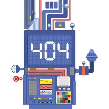 Error 404. System production failure. Page not found template for web site... Stock Illustration