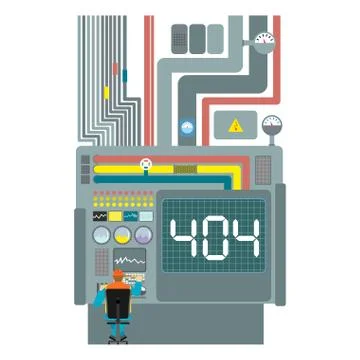 Error 404. System production failure. Page not found template for web site... Stockillustratie