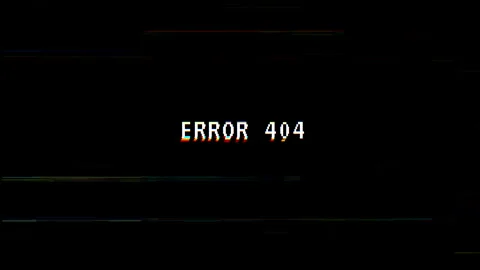 Error 404 text with glitch distortion on black background Stock-Footage 313439733
