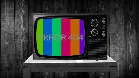 ERROR 404 tv no signal vertical color bars, retro tv static letters Stock Footage 119400981