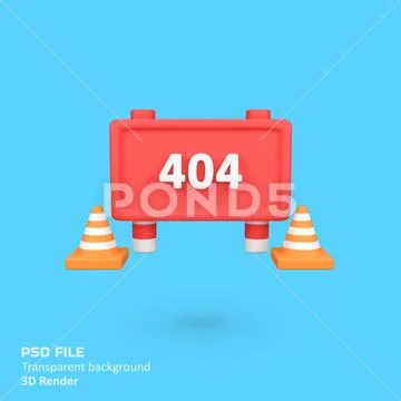Error 404 under construction website isolated 3d render icon illustration PSD Template