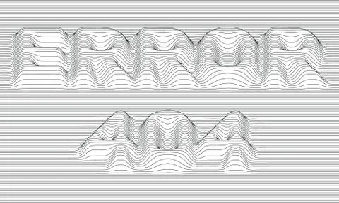 Error 404. Vector striped background. Abstract grayscale waves. Sound wave os Stock Illustration
