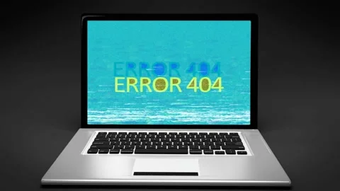 ERROR 404 VHS retro animation on laptop computer screen Stock Footage 119341359