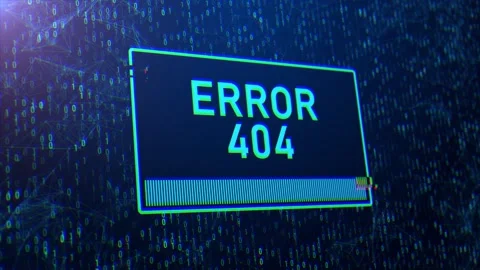 Error 404 Warning message. computer hacking error message. Stock Footage 196933073