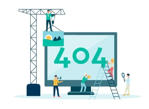 Error 404 web page not found, information and warning on monitor screen. Illustrazione stock