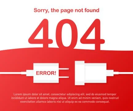 Error 404 web page template vector design. Website 404 page error with server Stock Illustration