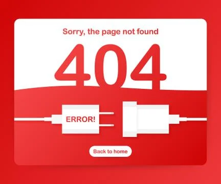 Error 404 web page template vector design. Website 404 page error with server Stock Illustration