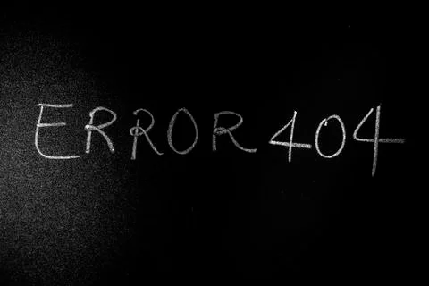 Error 404 written on green board with chalk, Page Not Found Error 404 written Stock Photos