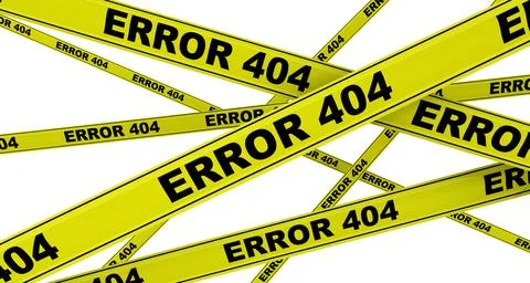 ERROR 404. Yellow warning tapes Stockillustratie