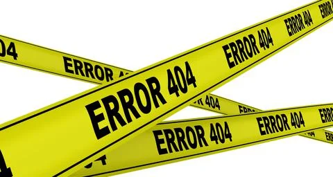 ERROR 404. Yellow warning tapes Иллюстрация