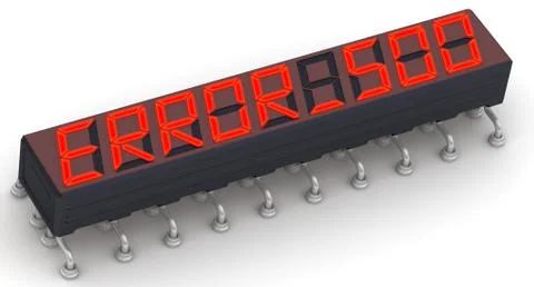 ERROR 500 (Internal server error). Message on the electronic display Stock Illustration