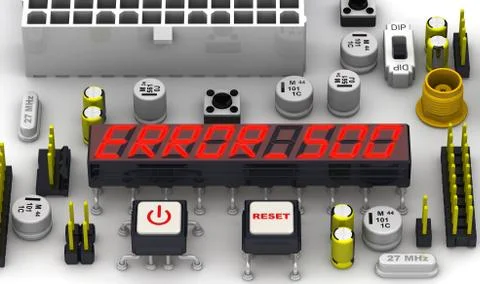 ERROR 500. The message on the display of the electronic circuit board Stock Illustration
