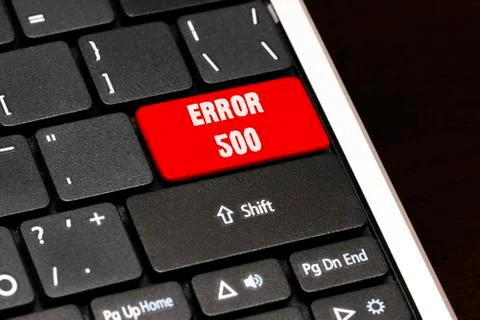 Error 500 on Red Enter Button on black keyboard Stock Illustration