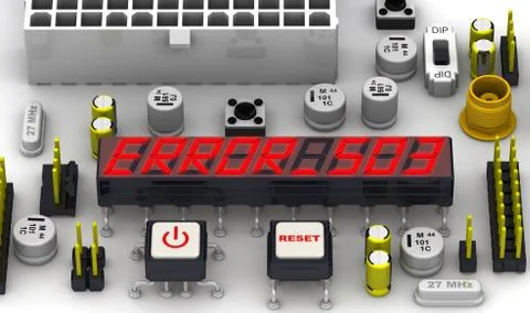 ERROR 503. The message on the display of the electronic circuit board Stock Illustration