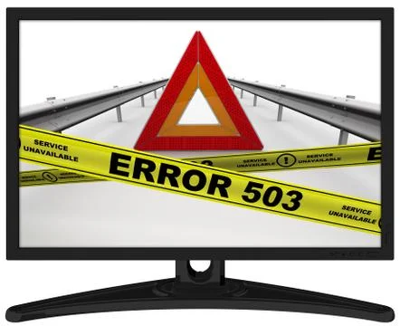 ERROR 503 (Service unavailable). The message in the monitor Stock Illustration