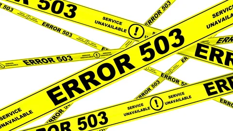 ERROR 503. Yellow warning tapes Stock Footage 133231137