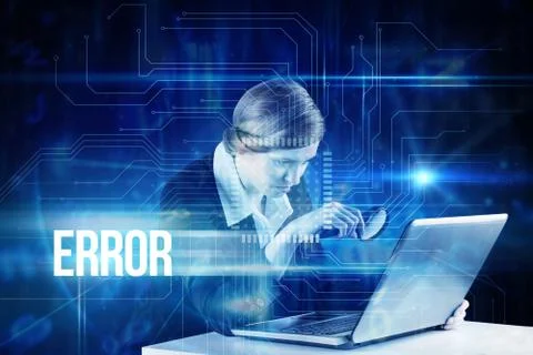 Error against blue technology interface with circuit board Stock Illustration
