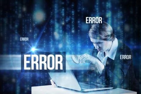 Error against lines of blue blurred letters falling イラスト素材