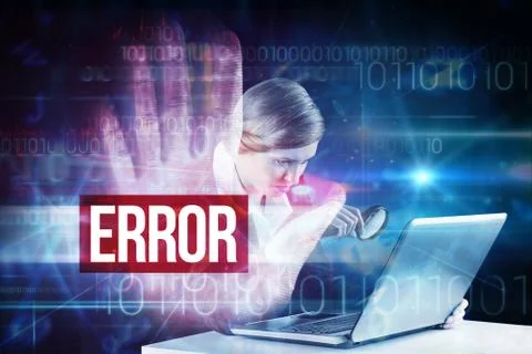 Error against red technology hand print design 스톡 일러스트