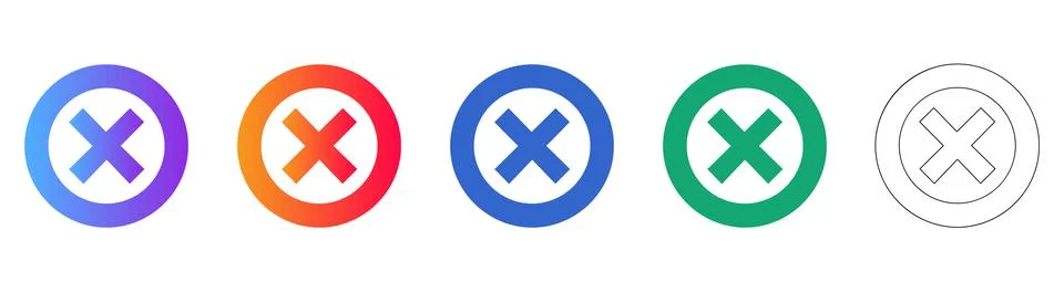 Error and Deletion Circular Icons Illustrazione stock