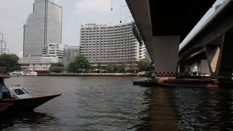 Error and Distortion effect, Horizon,shoreline, Chao Phr ALIASING aya River.. Stock Footage 234045031