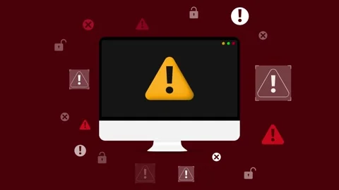 Error and virus appearing on the computer screen 4k animation. Spam, warning Stock Footage 301772671