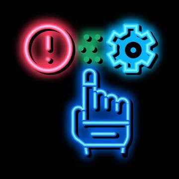 Error in automated settings neon glow icon illustration Illustrazione stock