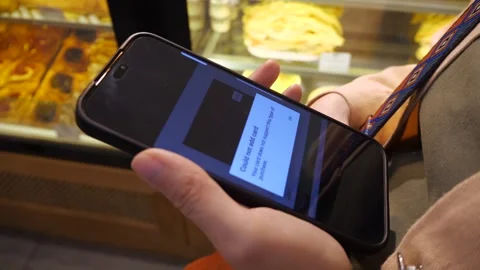 Error in the bank application, it is impossible to pay in a cafe. Stock Footage 287176173