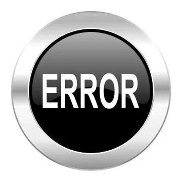 Error black circle glossy chrome icon isolated. Illustrazione stock