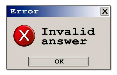 Error box Invalid answer Stock Illustration