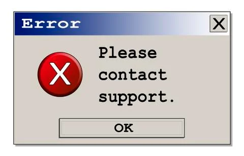 Error box please contact support Stock-Illustration