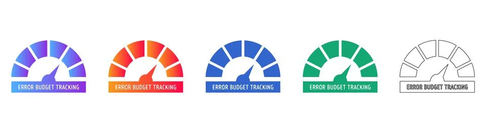 Error Budget Tracking Dashboard UI Icons Stock Illustration