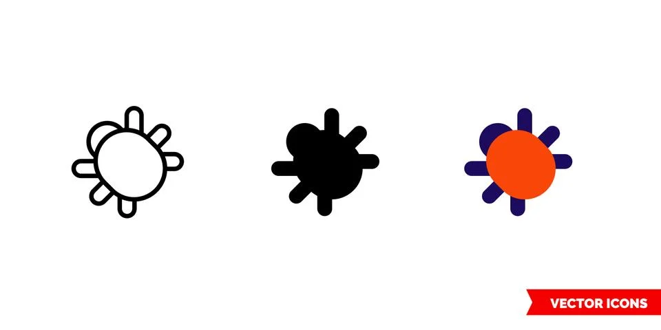 Error bug icon of 3 types. Isolated vector sign symbol. Stock Illustration