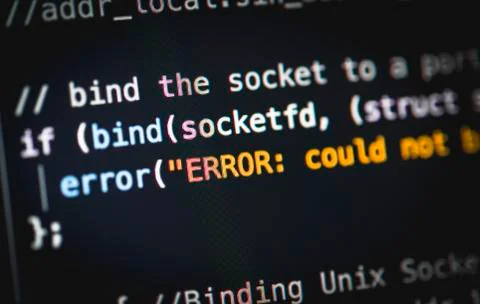 Error bug syntax source code code programming language C program informatics Stockfoto's