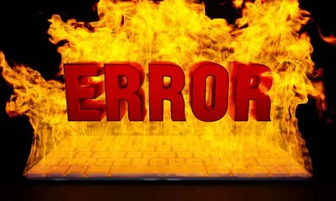  Error, burning computer keyboard. System error in the computer or cloud n... Stock Photos