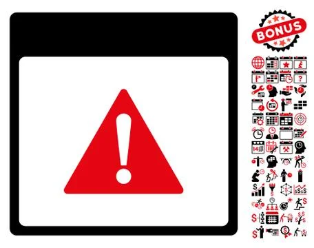 Error Calendar Page Flat Vector Icon With Bonus Stock Illustration