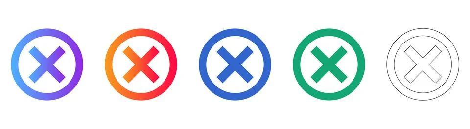 Error Cancel Cross Icon Set Stock Illustration