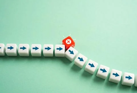 An error changes the course of work. Disrupt workflow, causing delays, errors Stock-Fotos