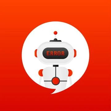 Error chatbot glyph icon. Silhouette symbol. Talkbot with error in speech bubble Stock Illustration