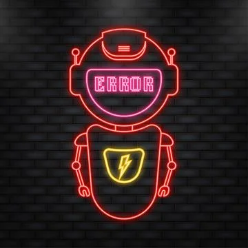 Error chatbot glyph icon. Silhouette symbol. Talkbot with error in speech bubble Stock Illustration