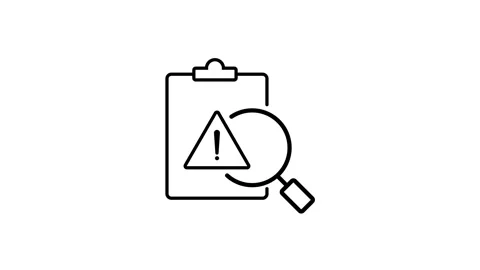 Error check icon animation on black and white background Stock Footage 336407184